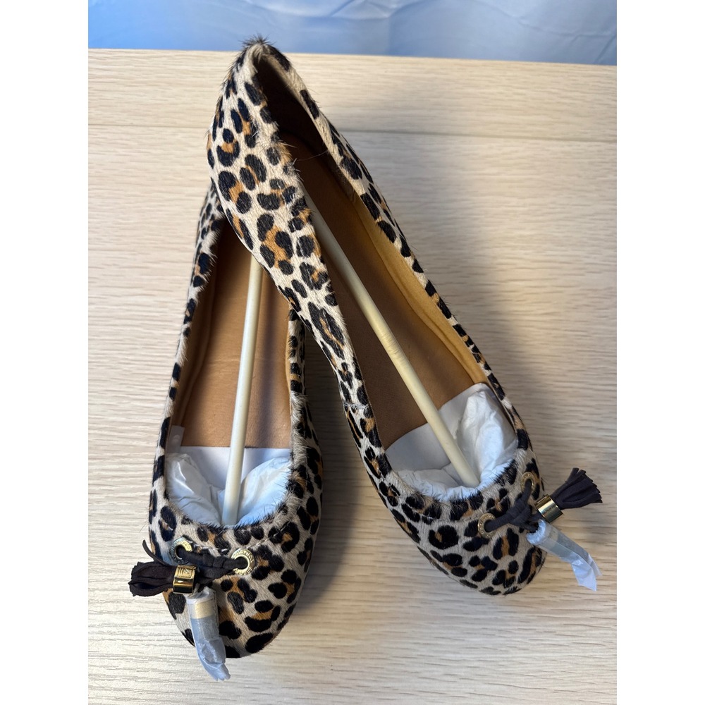 NIB Sperry Top-Sider Ballet Flats Loafers Bliss Leopard Pony Women's Size 8